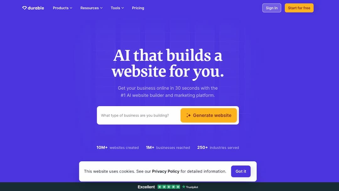 Durable AI website preview